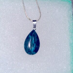 Boho hippie Phoenix Stone natural crystal silver 18” necklace